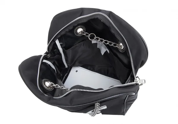 コムコム コムデギャルソンCOMME des GARCONS ロゴプリントチェーンハンドルバッグ 黒F K-123690_014