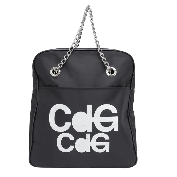 コムコム コムデギャルソンCOMME des GARCONS ロゴプリントチェーンハンドルバッグ 黒F K-123690_002