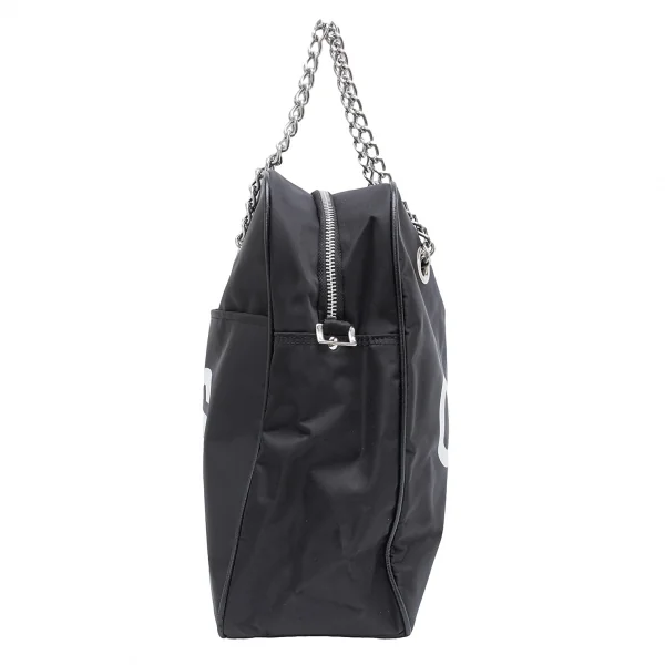 コムコム コムデギャルソンCOMME des GARCONS ロゴプリントチェーンハンドルバッグ 黒F K-123690_003