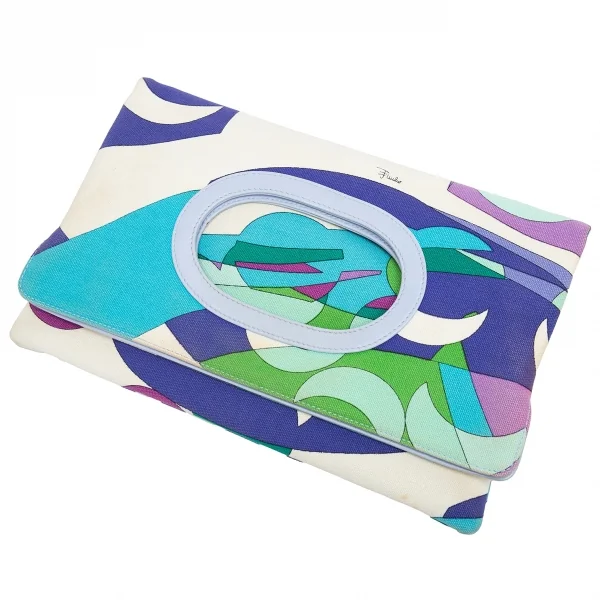 エミリオプッチEMILIO PUCCI グラフィックプリントキャンバス2wayバッグ 生成りマルチF K-123691_001