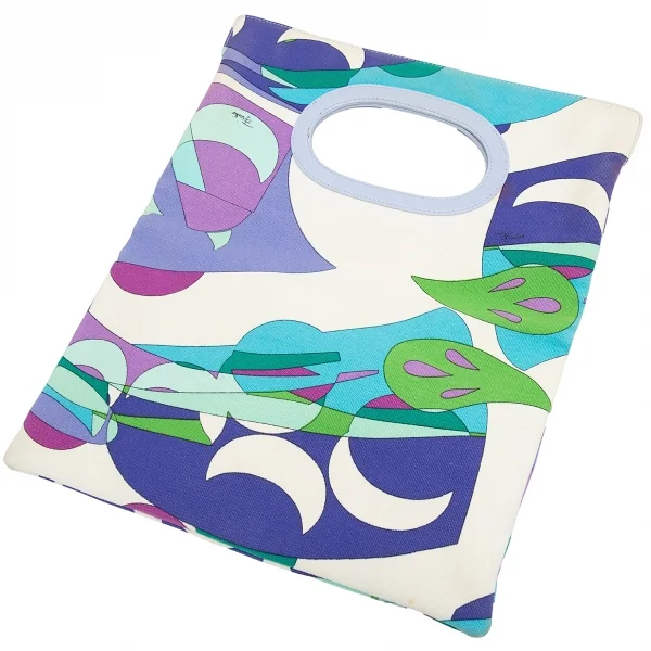 エミリオプッチEMILIO PUCCI グラフィックプリントキャンバス2wayバッグ 生成りマルチF K-123691_003