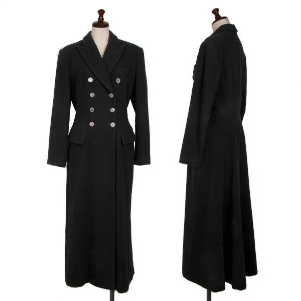 ジャンポールゴルチエ クラシックJean Paul GAULTIER CLASSIQUE ウールモッサダブルピークドラペルコート 黒40 K-123699_001