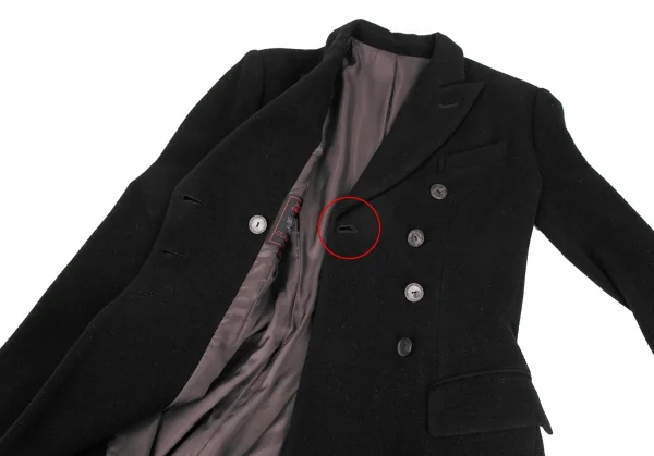 ジャンポールゴルチエ クラシックJean Paul GAULTIER CLASSIQUE ウールモッサダブルピークドラペルコート 黒40 K-123699_010