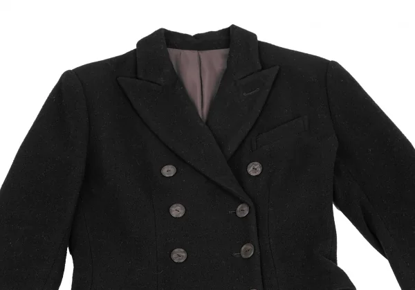 ジャンポールゴルチエ クラシックJean Paul GAULTIER CLASSIQUE ウールモッサダブルピークドラペルコート 黒40 K-123699_003