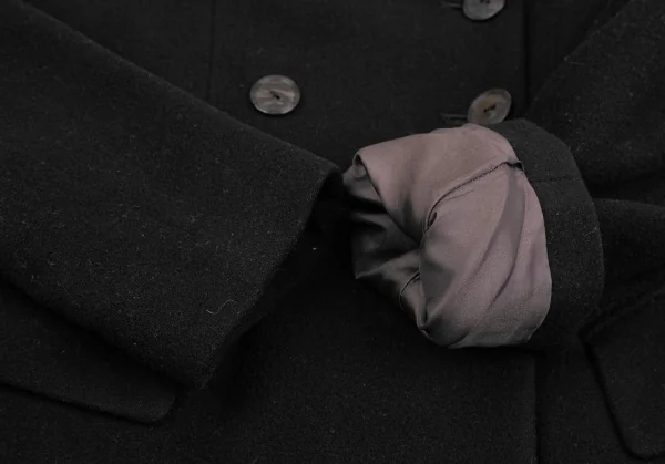 ジャンポールゴルチエ クラシックJean Paul GAULTIER CLASSIQUE ウールモッサダブルピークドラペルコート 黒40 K-123699_007