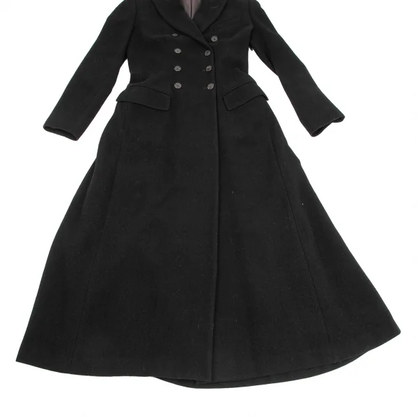 ジャンポールゴルチエ クラシックJean Paul GAULTIER CLASSIQUE ウールモッサダブルピークドラペルコート 黒40 K-123699_008
