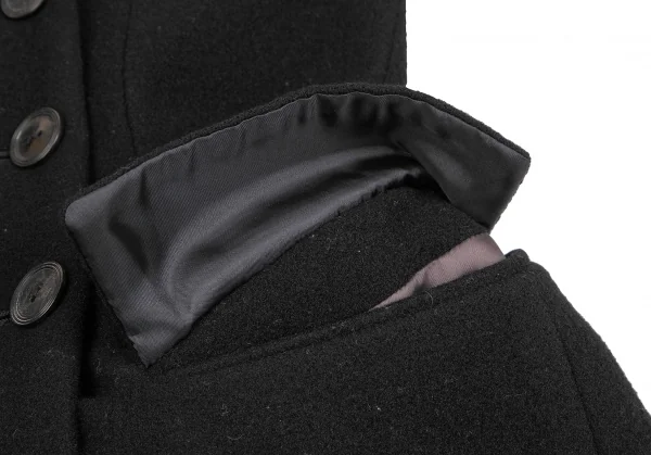 ジャンポールゴルチエ クラシックJean Paul GAULTIER CLASSIQUE ウールモッサダブルピークドラペルコート 黒40 K-123699_009