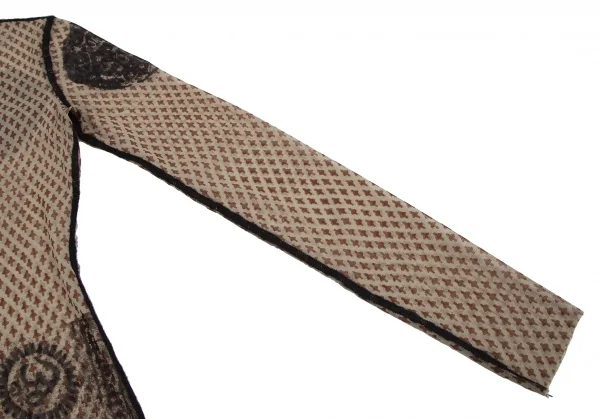 ジャンポールゴルチエ ファムJean Paul GAULTIER FEMME 総柄プリントパワーネットカットソー ベージュ黒40 K-123701_007