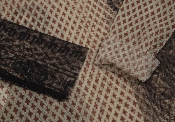 ジャンポールゴルチエ ファムJean Paul GAULTIER FEMME 総柄プリントパワーネットカットソー ベージュ黒40 K-123701_008