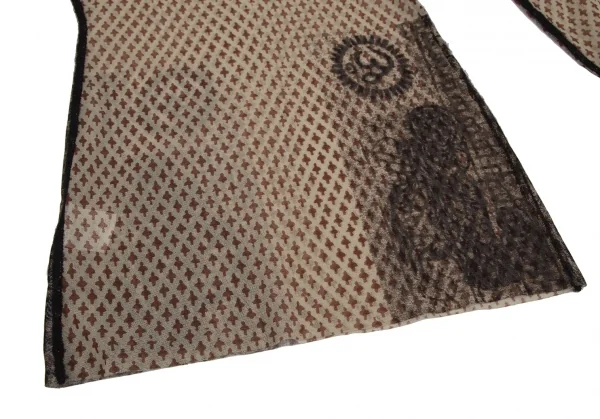 ジャンポールゴルチエ ファムJean Paul GAULTIER FEMME 総柄プリントパワーネットカットソー ベージュ黒40 K-123701_009