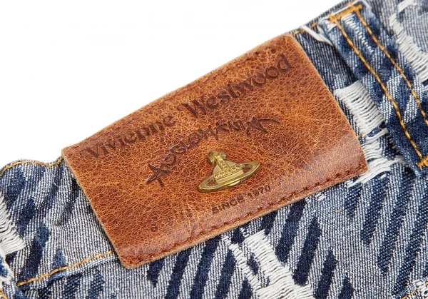 ヴィヴィアンウエストウッド アングロマニアVivienne Westwood ANGLOMANIA クラッシュジャガードパンツ インディゴ26 K-123787_011