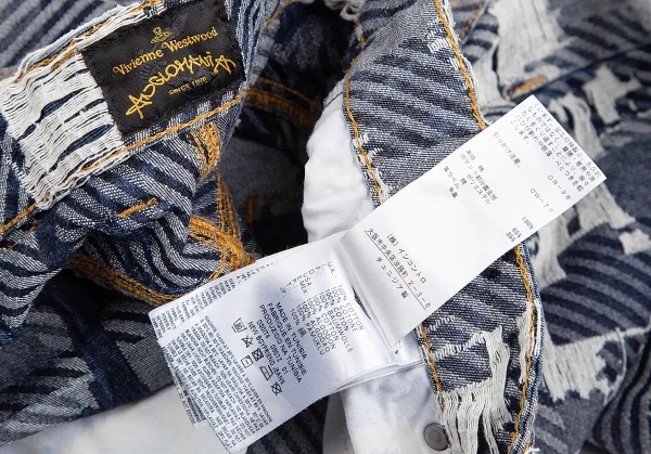 ヴィヴィアンウエストウッド アングロマニアVivienne Westwood ANGLOMANIA クラッシュジャガードパンツ インディゴ26 K-123787_013