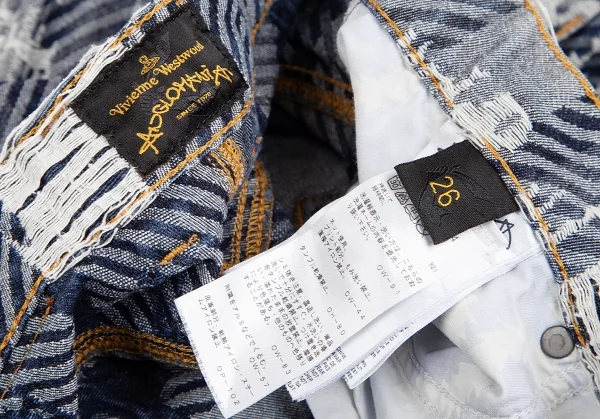 ヴィヴィアンウエストウッド アングロマニアVivienne Westwood ANGLOMANIA クラッシュジャガードパンツ インディゴ26 K-123787_014