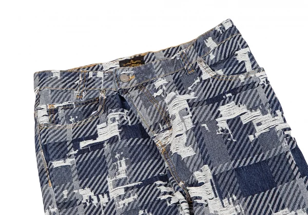 ヴィヴィアンウエストウッド アングロマニアVivienne Westwood ANGLOMANIA クラッシュジャガードパンツ インディゴ26 K-123787_002