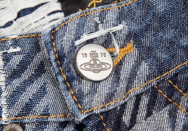 ヴィヴィアンウエストウッド アングロマニアVivienne Westwood ANGLOMANIA クラッシュジャガードパンツ インディゴ26 K-123787_004