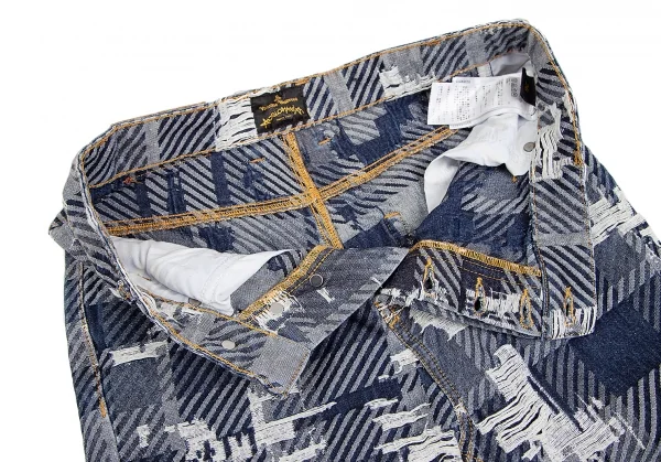 ヴィヴィアンウエストウッド アングロマニアVivienne Westwood ANGLOMANIA クラッシュジャガードパンツ インディゴ26 K-123787_006