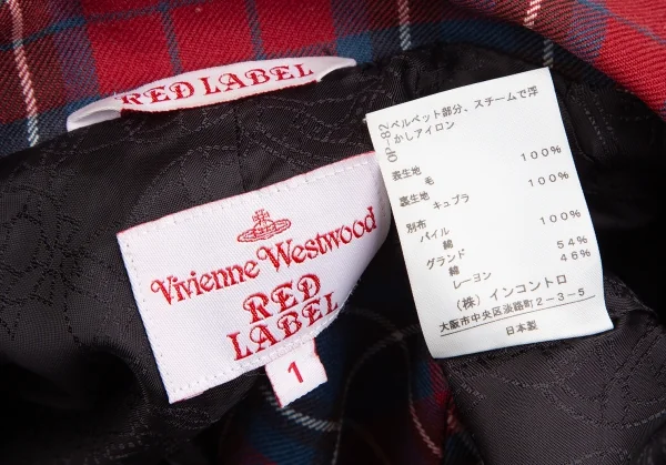ヴィヴィアンウエストウッド レッドレーベルVivienne Westwood Red Label タータンチェックラブジャケット 赤黒1 K-123789_015