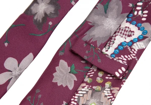 ヴィヴィアンウエストウッドVivienne Westwood シルクフラワーオーブプリントネクタイ ボルドー K-123792_006