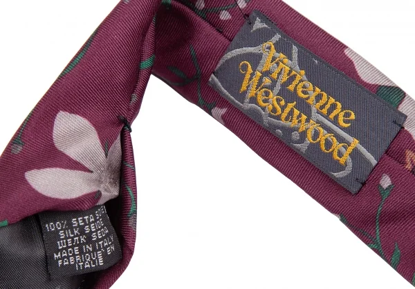 ヴィヴィアンウエストウッドVivienne Westwood シルクフラワーオーブプリントネクタイ ボルドー K-123792_008