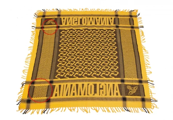 ヴィヴィアンウエストウッド アングロマニアVivienne Westwood ANGLOMANIA ロゴフリンジ大判ストール 黄黒 K-123794_006