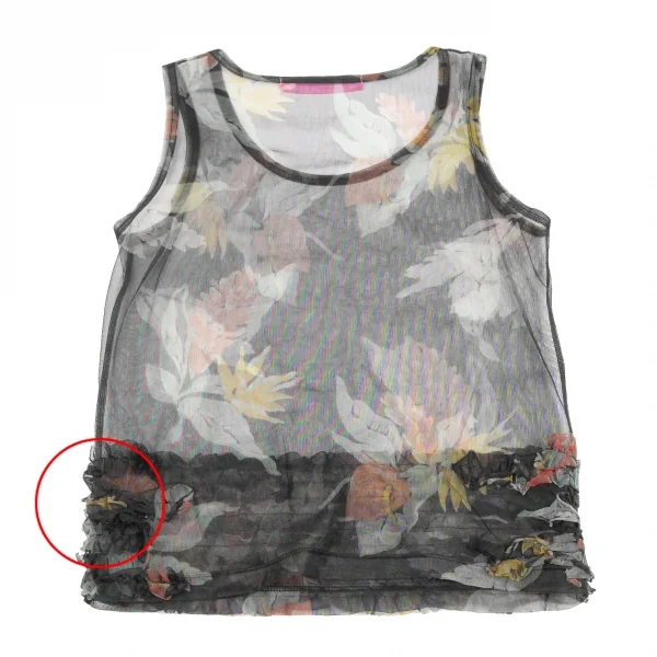 JUNYA WATANABE MAN PINK Ruffle Hem Floral Mesh Tank Top K-123803_010