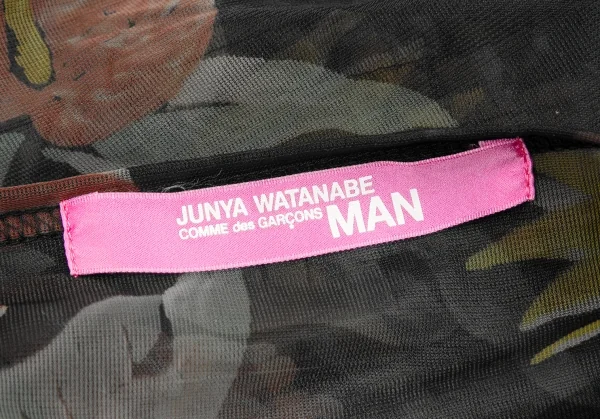 JUNYA WATANABE MAN PINK Ruffle Hem Floral Mesh Tank Top K-123803_014