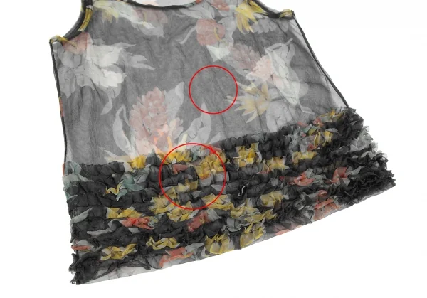 JUNYA WATANABE MAN PINK Ruffle Hem Floral Mesh Tank Top K-123803_006