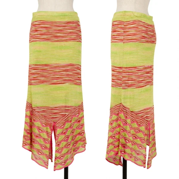 ミッソーニMISSONI グラデーションボーダーニットセットアップ 黄緑ピンクM位 K-123815_008