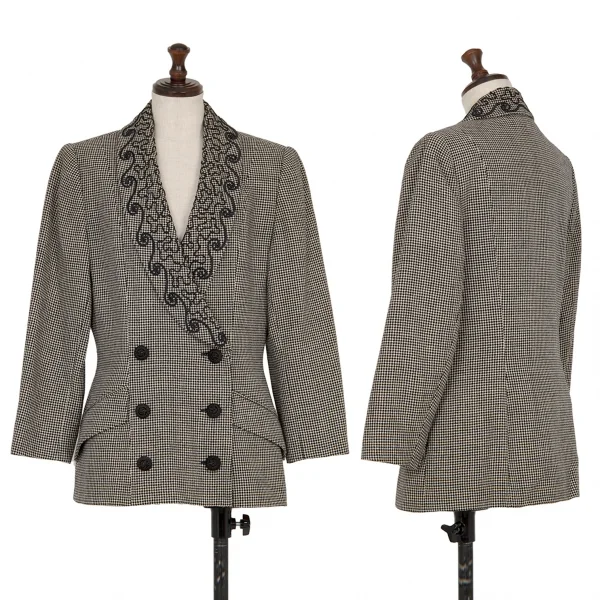 ランバンLANVIN ショールテープデザインジャケット 黒オフM位 K-123888_001
