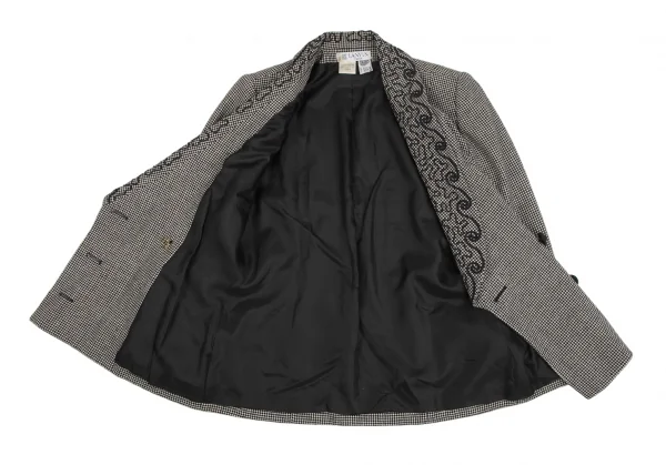 ランバンLANVIN ショールテープデザインジャケット 黒オフM位 K-123888_012