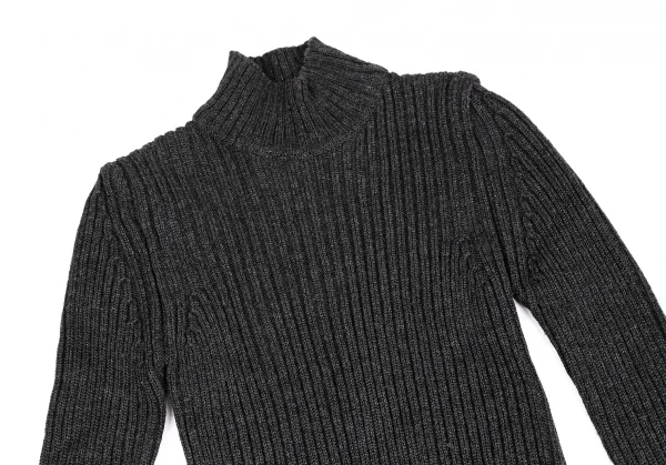 ヴァレンティノVALENTINO LES TRICOTS 袖ファー装飾ニットセーター チャコールグレーS位 K-123891_003