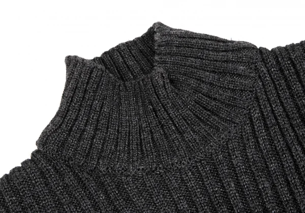 ヴァレンティノVALENTINO LES TRICOTS 袖ファー装飾ニットセーター チャコールグレーS位 K-123891_004