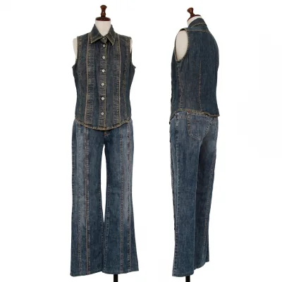 KRIZIA JEANS Zip Design Denim Vest & Pants