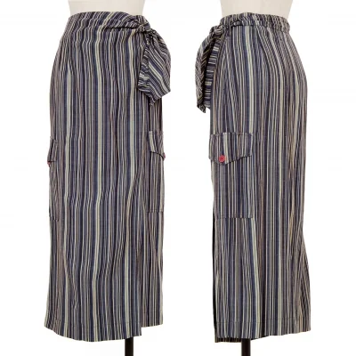 KRIZIA JEANS Striped Cargo Pocket Wrap Skirt