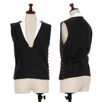 KRIZIA Linen Bicolor Side Button Vest