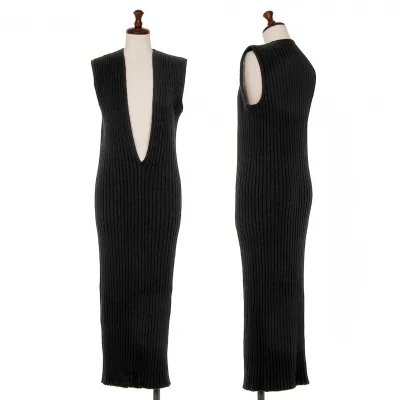 KRIZIA Cashmere Rib Knit V Neck Sleeveless Dress