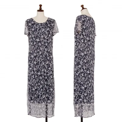POI by KRIZIA Floral Jacquard Chiffon Short Sleeve Dress