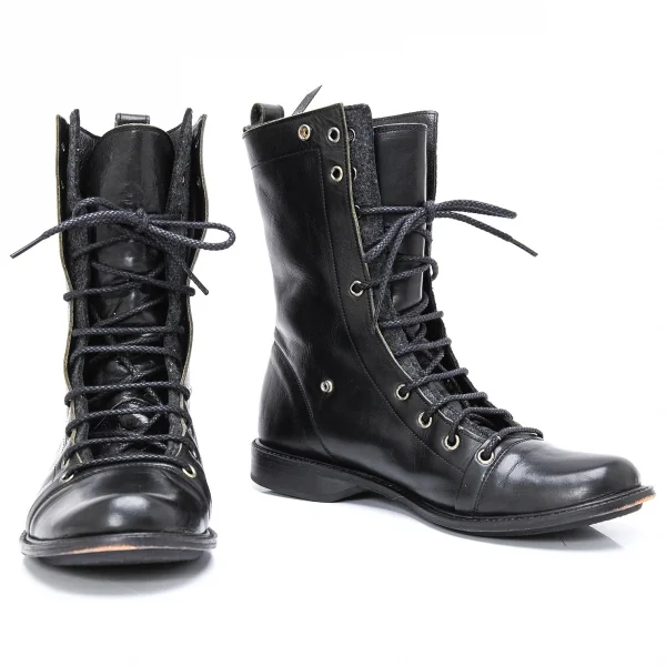 Y's Layered Leather Boots Black 4 (US About 6.5) K-123942_001