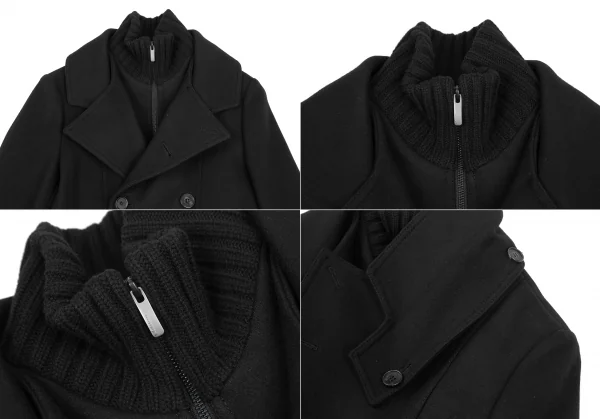 ウーヨンミWOOYOUNGMI レイヤードメルトンピーコート 黒44 K-123991_002