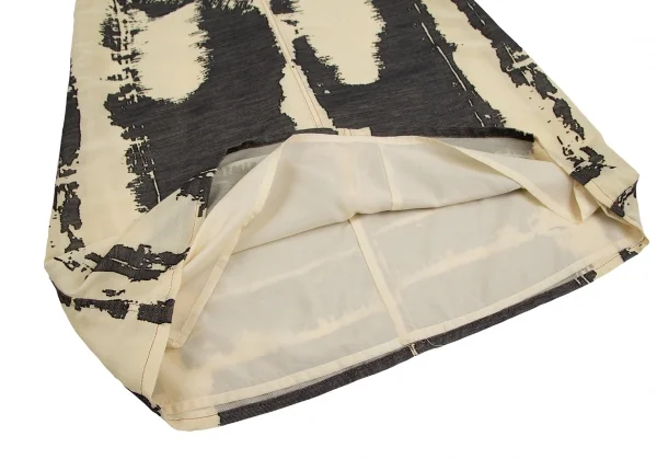 ジャンポールゴルチエJean Paul GAULTIER PARIS オパール加工ベルテッドデザインスカート ベージュ黒40 K-124051_010