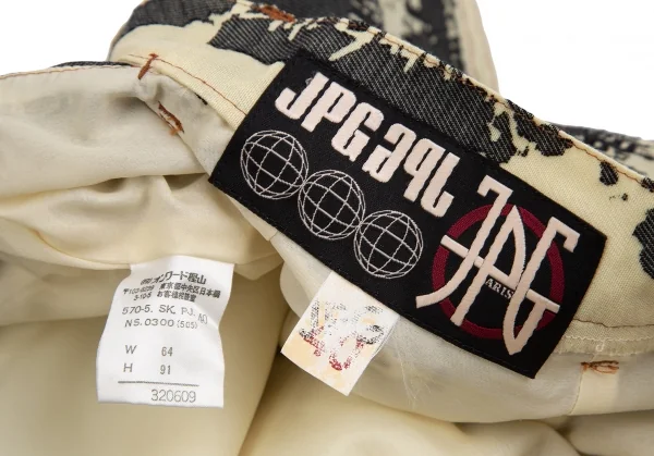 ジャンポールゴルチエJean Paul GAULTIER PARIS オパール加工ベルテッドデザインスカート ベージュ黒40 K-124051_019