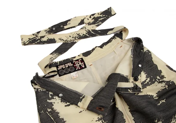 ジャンポールゴルチエJean Paul GAULTIER PARIS オパール加工ベルテッドデザインスカート ベージュ黒40 K-124051_007