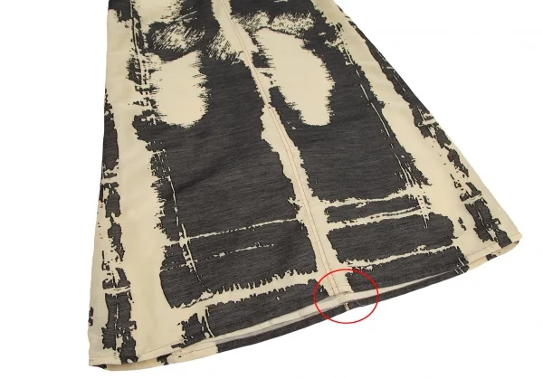 ジャンポールゴルチエJean Paul GAULTIER PARIS オパール加工ベルテッドデザインスカート ベージュ黒40 K-124051_008