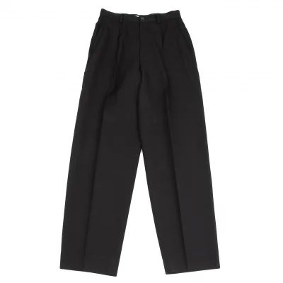 イッセイミヤケISSEY MIYAKE ウールギャバストレートパンツ 黒