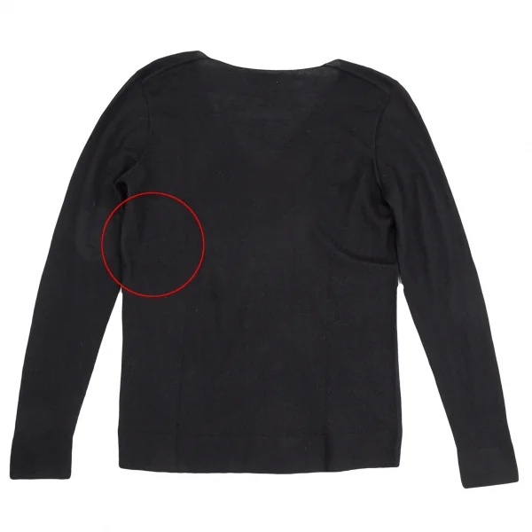 バレンシアガBALENCIAGA カシミヤVネックニットセーター 黒38 K-124084_013