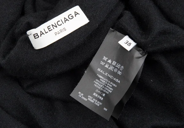 バレンシアガBALENCIAGA カシミヤVネックニットセーター 黒38 K-124084_017