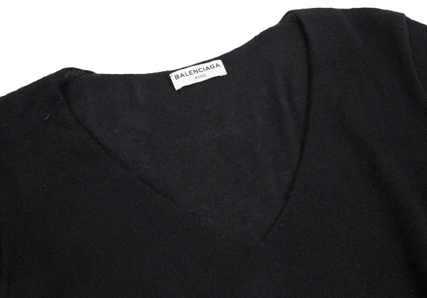バレンシアガBALENCIAGA カシミヤVネックニットセーター 黒38