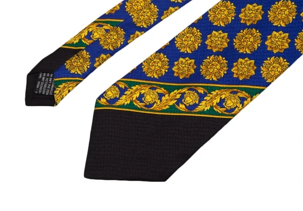 ジャンニヴェルサーチGIANNI VERSACE バロックメデューサプリントシルクタイ 青黄 K-124136_003