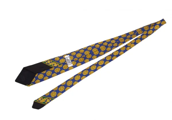 ジャンニヴェルサーチGIANNI VERSACE バロックメデューサプリントシルクタイ 青黄 K-124136_004