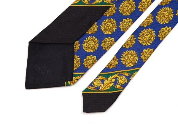 ジャンニヴェルサーチGIANNI VERSACE バロックメデューサプリントシルクタイ 青黄 K-124136_005